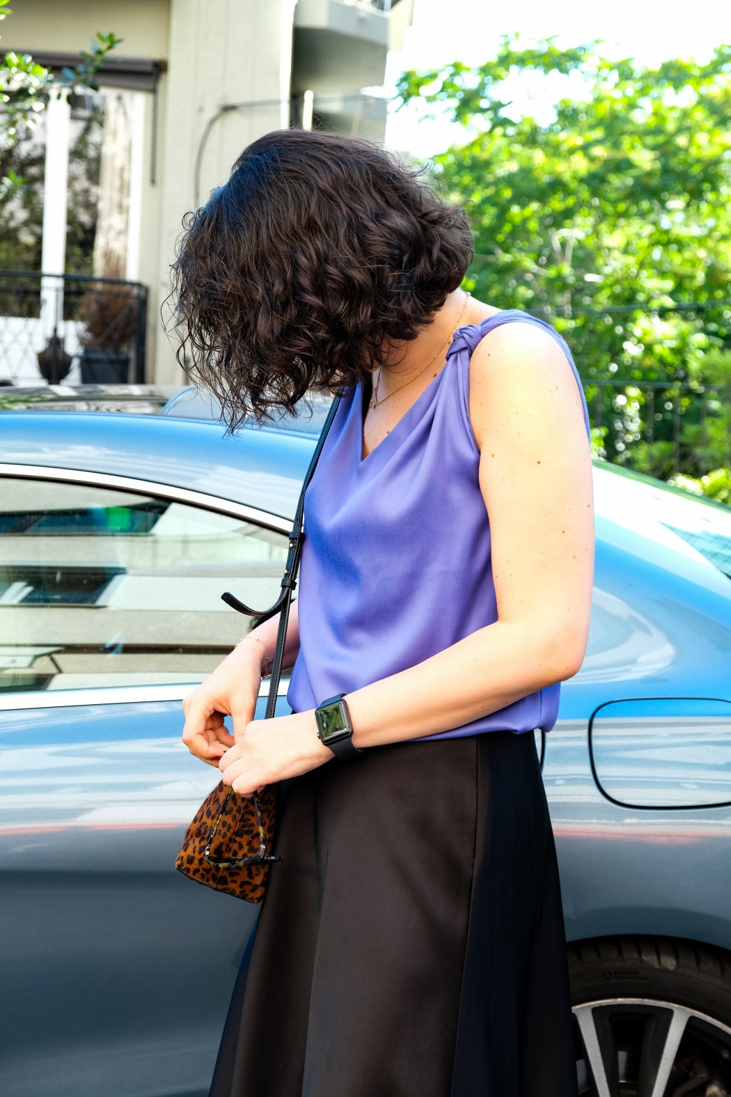 Belair Eflatun V Yakalı Viskon Yazlık Bluz