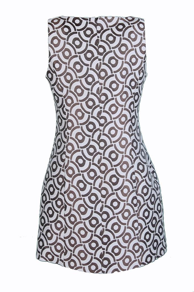 Sen A-1 Kahverengi Çark Brokar Mini Elbise