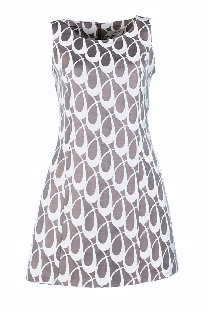 Sen A-1 Kahverengi Hare Brokar Mini Elbise