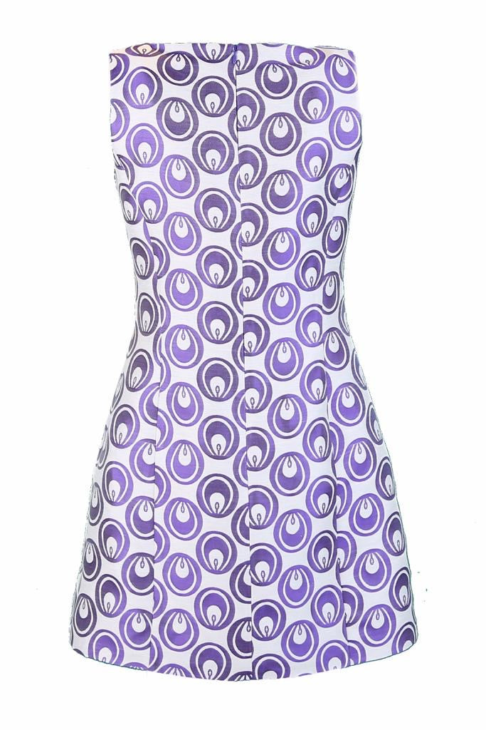 Sen A-1 Mor Damla Brokar Mini Elbise