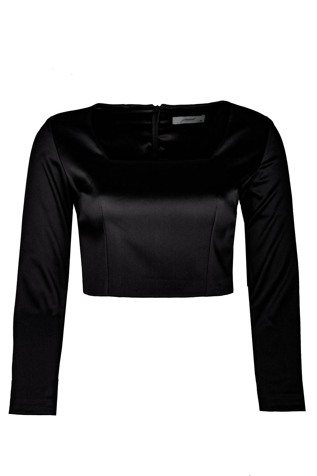 Aida Siyah Kare Yaka Crop Saten Büstiyer