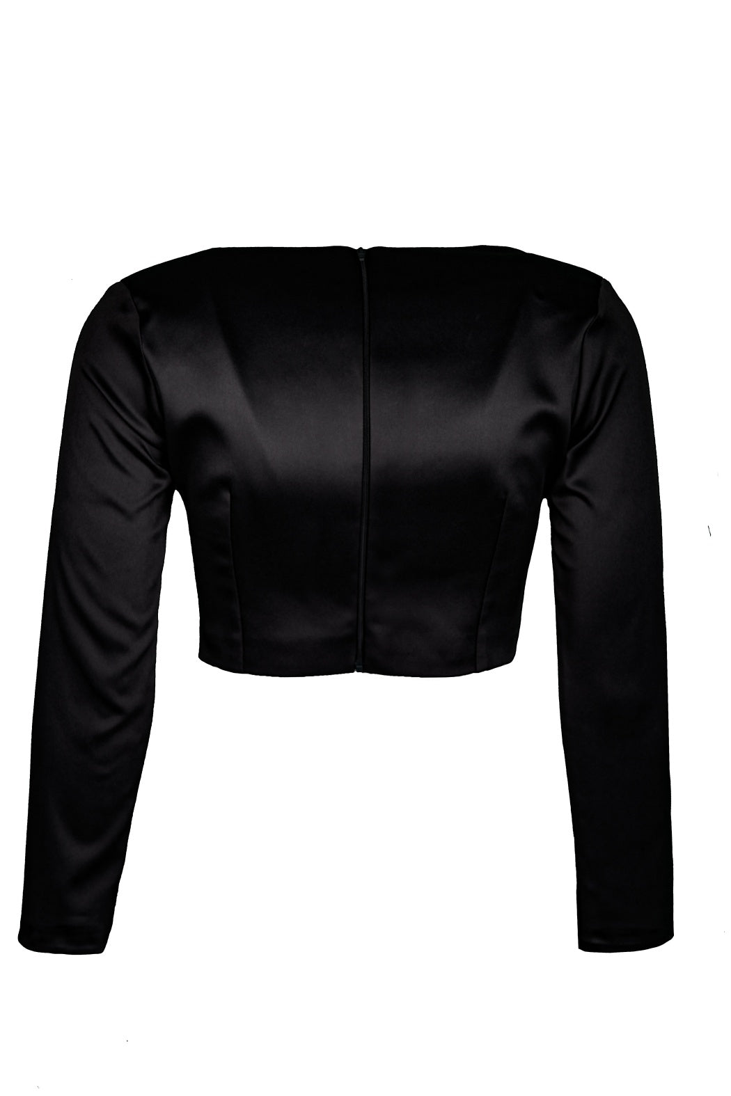 Aida Siyah Kare Yaka Crop Saten Büstiyer