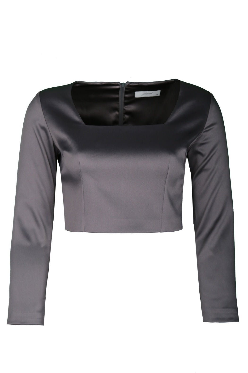 Aida Füme Kare Yaka Crop Saten Büstiyer