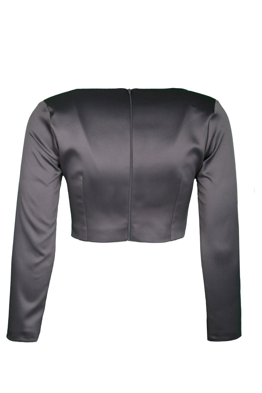 Aida Füme Kare Yaka Crop Saten Büstiyer