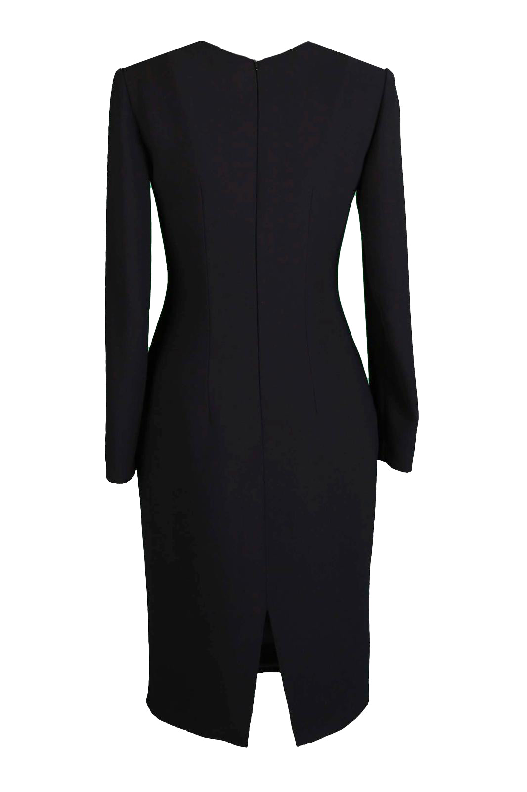 Belle Siyah V Yakalı Uzun Kollu Kalem Elbise