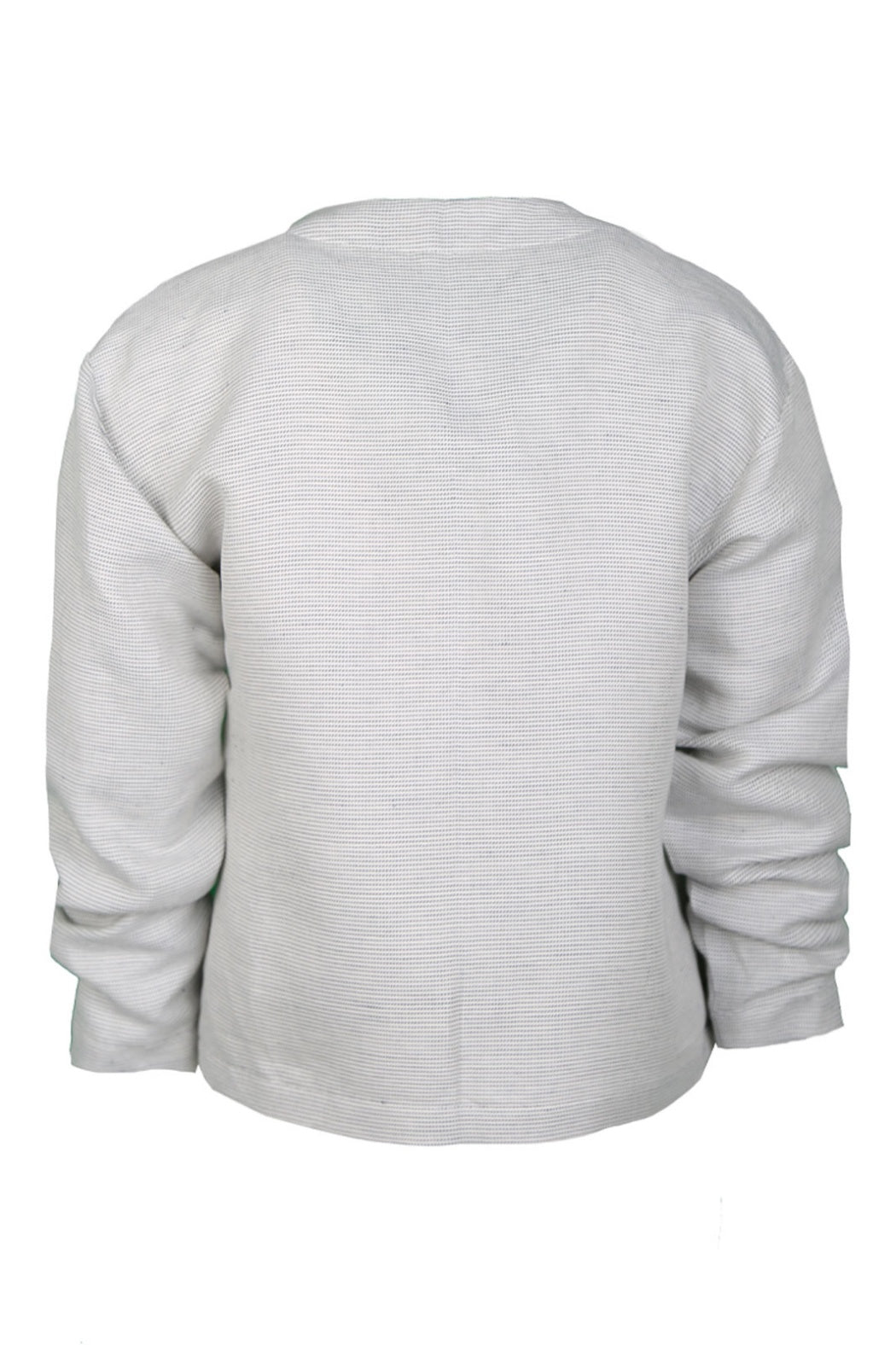 Bruce Beyaz Lacivert Yakasız Pamuklu Gömlek