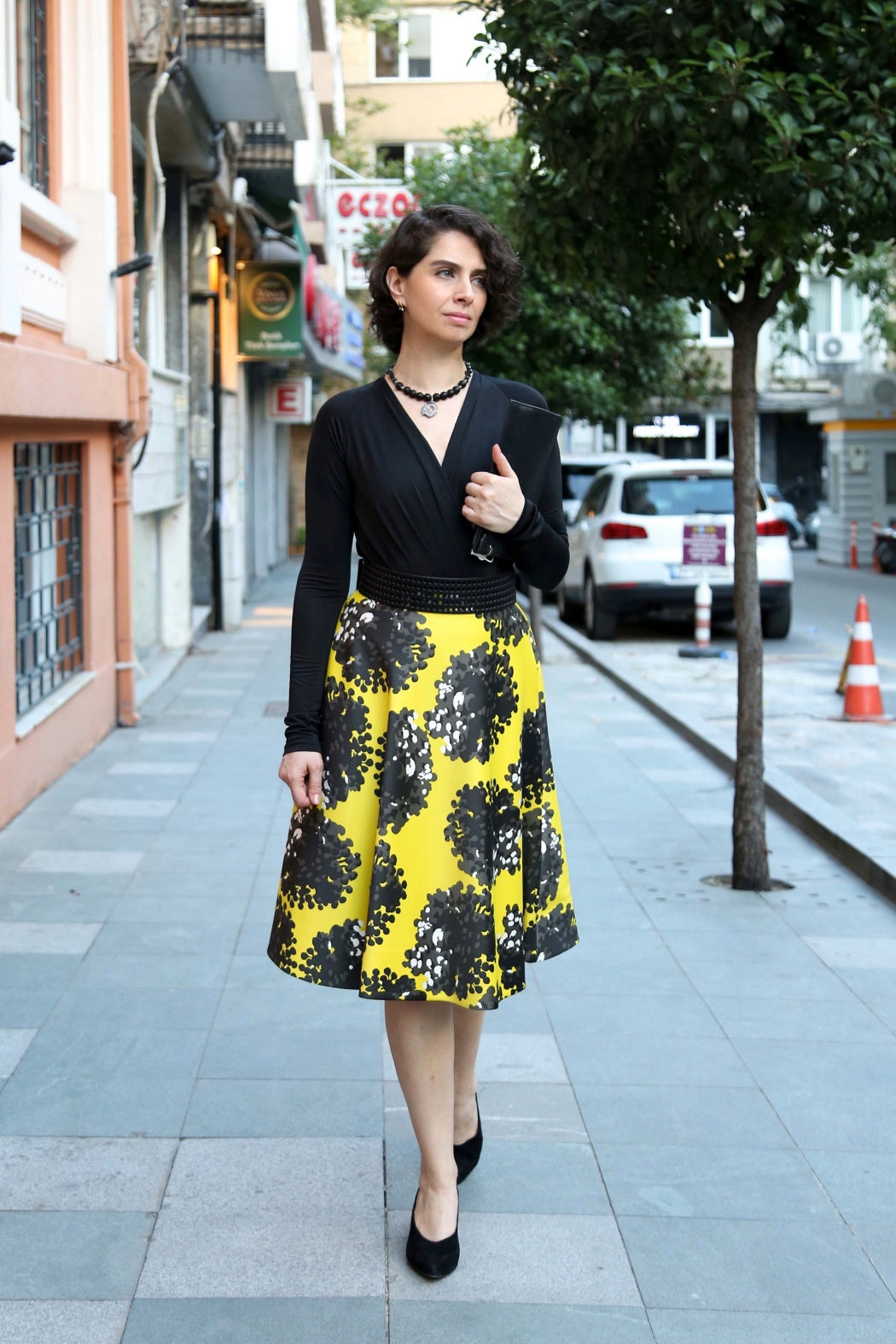 Carol Siyah Kruvaze Yaka Uzun Kollu Body