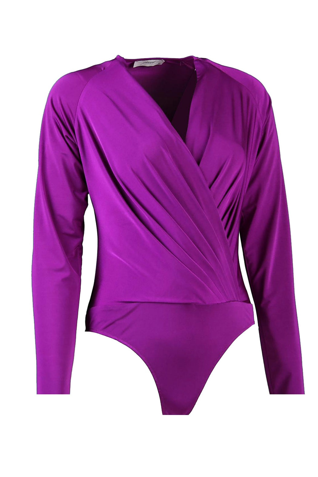 Carol Fuşya Kruvaze Yaka Uzun Kollu Body