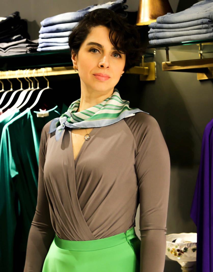 Carol Vizon Kruvaze Yaka Uzun Kollu Body