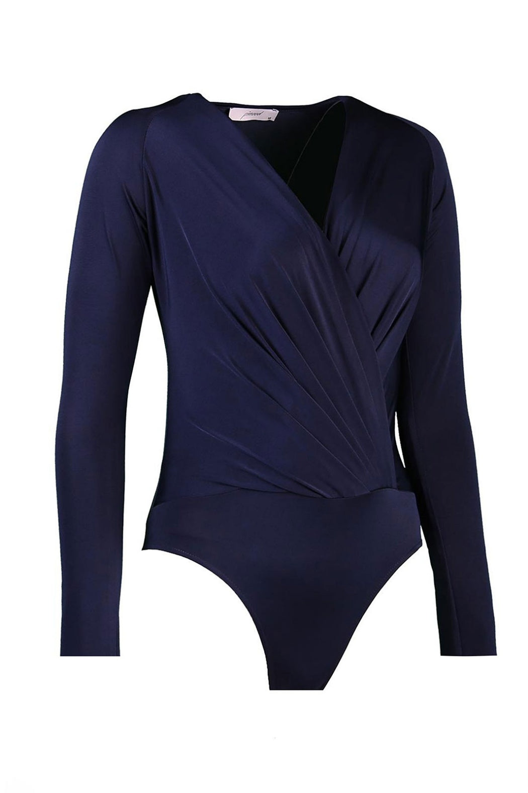 Carol Lacivert Kruvaze Yaka Uzun Kollu Body