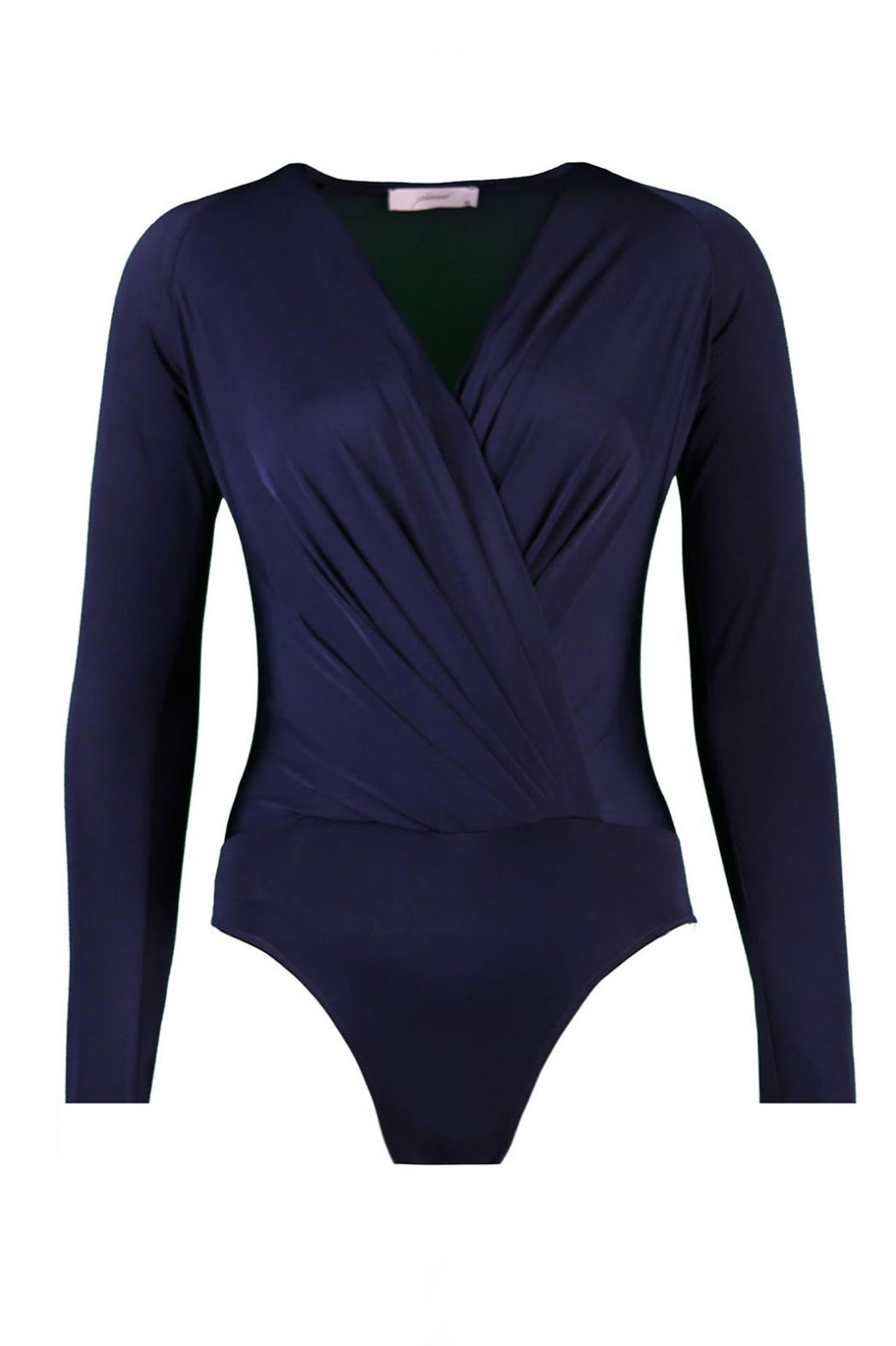 Carol Lacivert Kruvaze Yaka Uzun Kollu Body