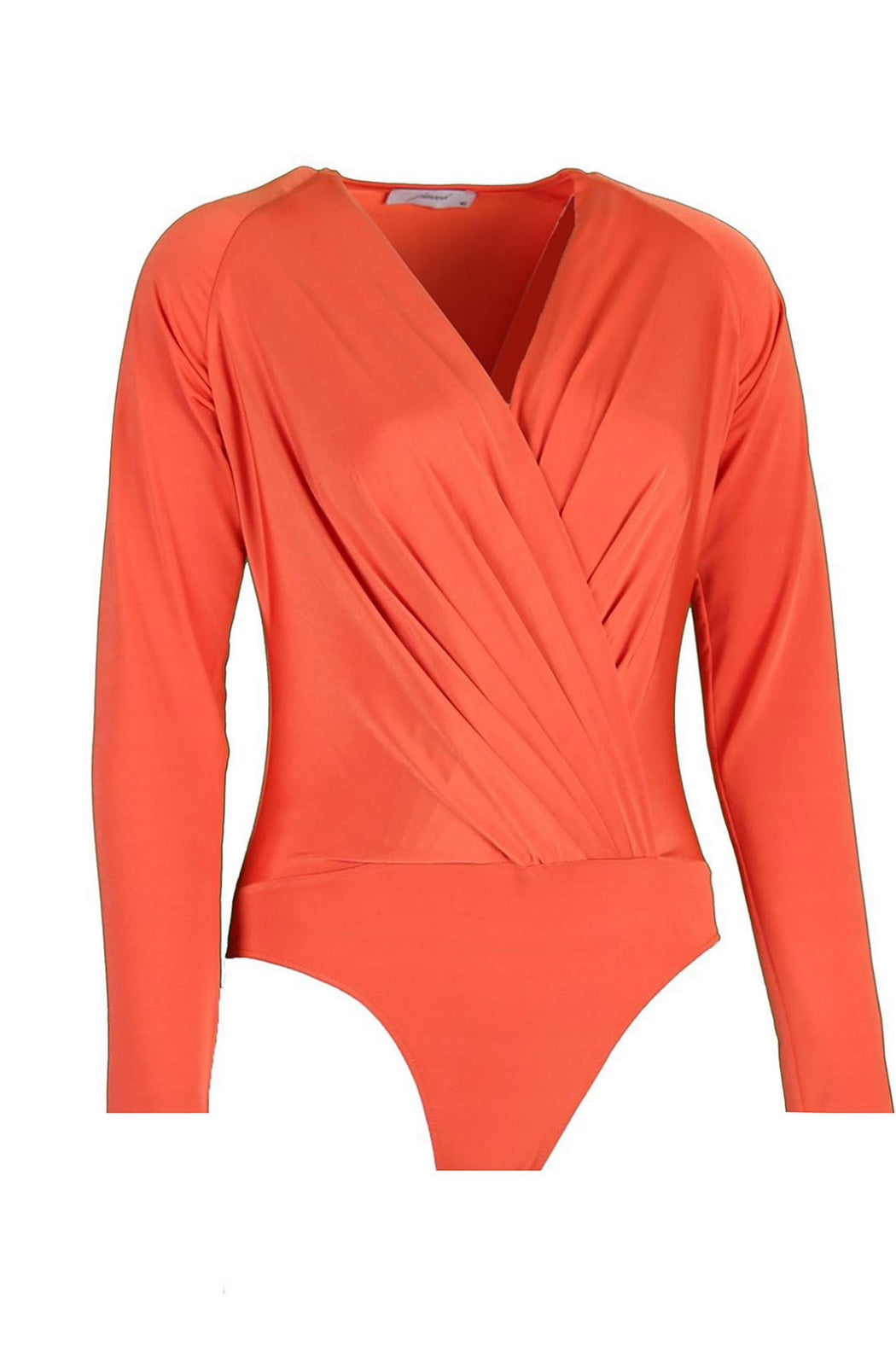 Carol Turuncu Kruvaze Yaka Uzun Kollu Body