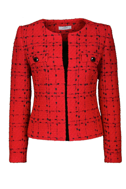 Coco Kırmızı Kareli Mini Kadın Ceket