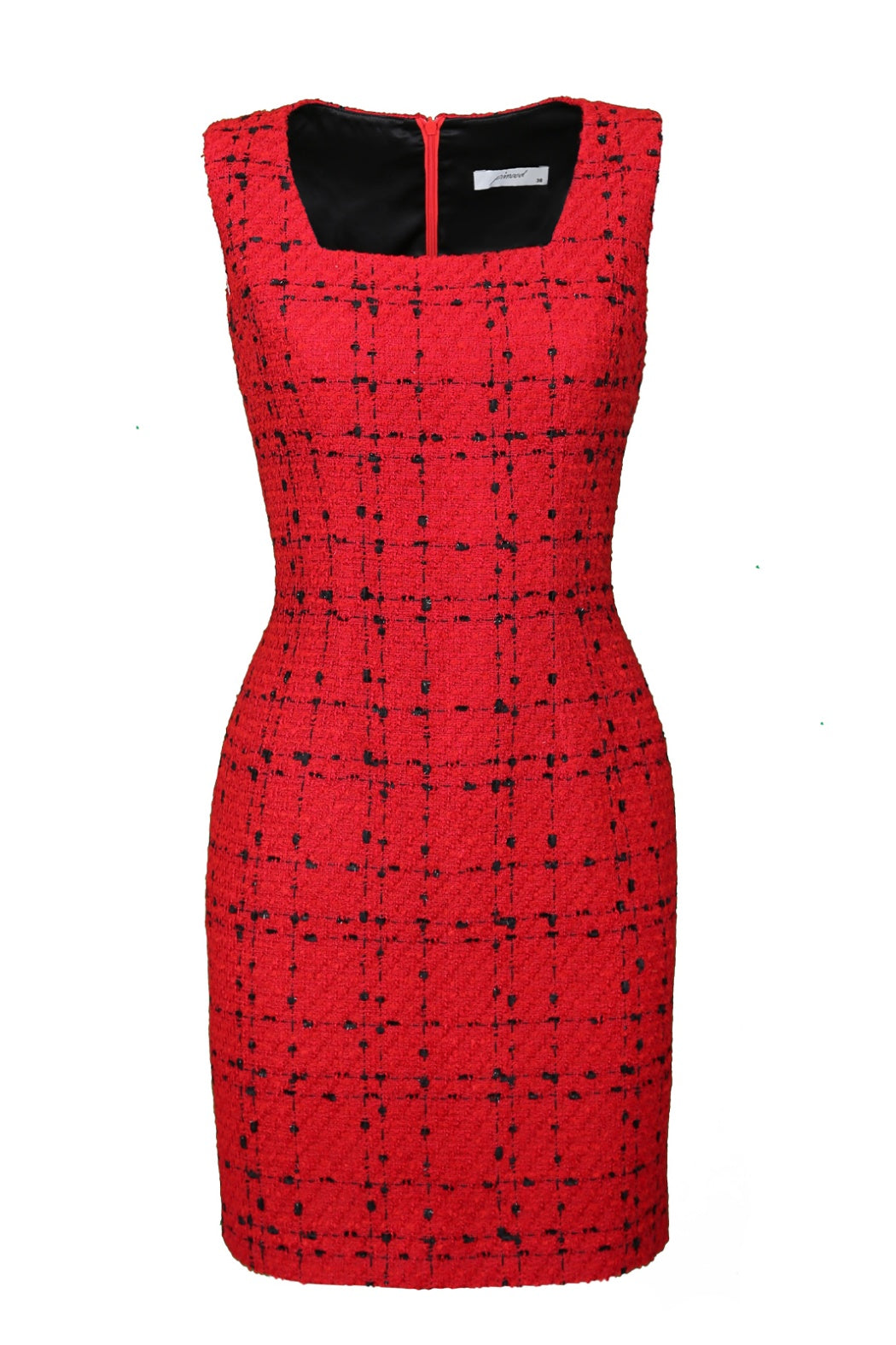 Coco Kırmızı Kare Yakalı Kolsuz Mini Elbise