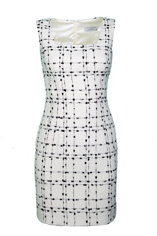 Coco Beyaz Kare Yakalı Kolsuz Mini Elbise