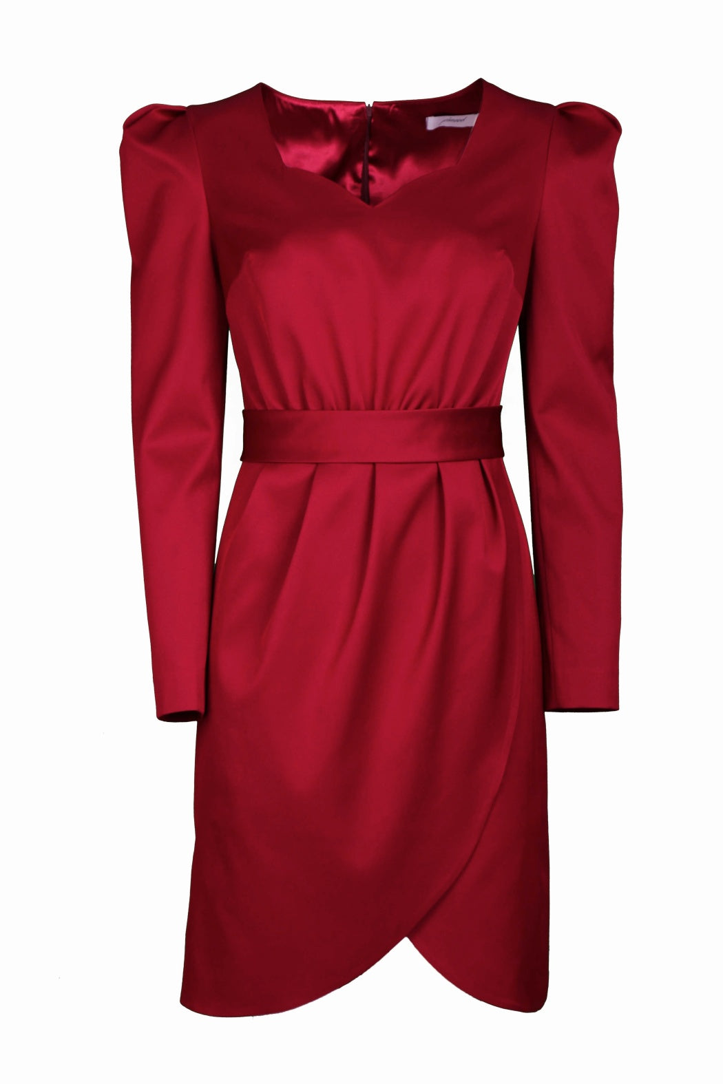 Desire Bordo Kalp Yakalı Uzun Kollu Elbise