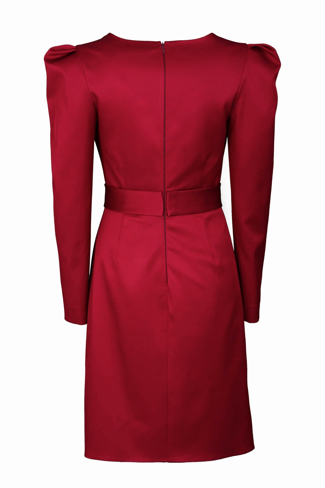 Desire Bordo Kalp Yakalı Uzun Kollu Elbise