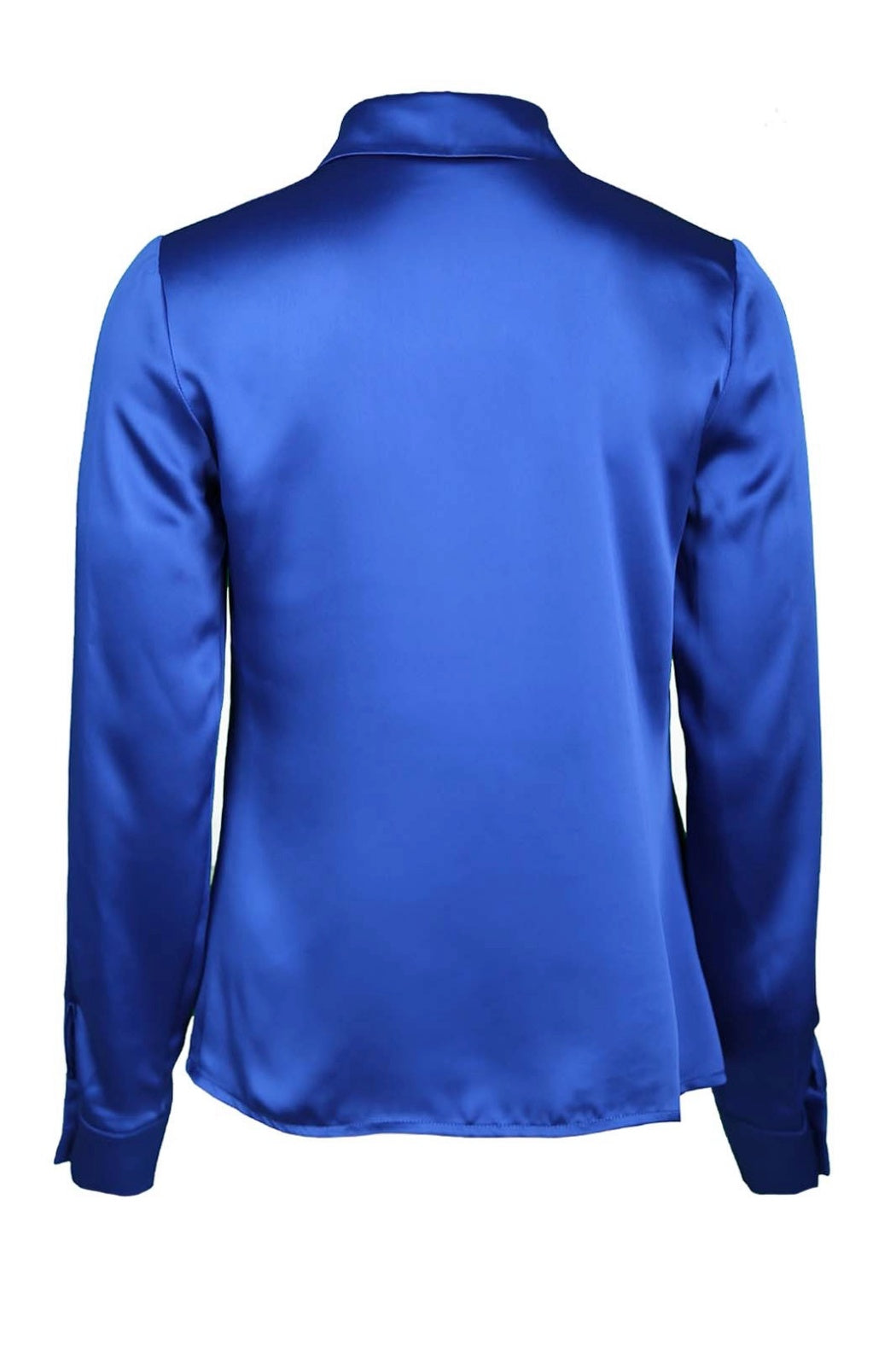 Eliza Saks Mavi Basic Model İpek Saten Gömlek