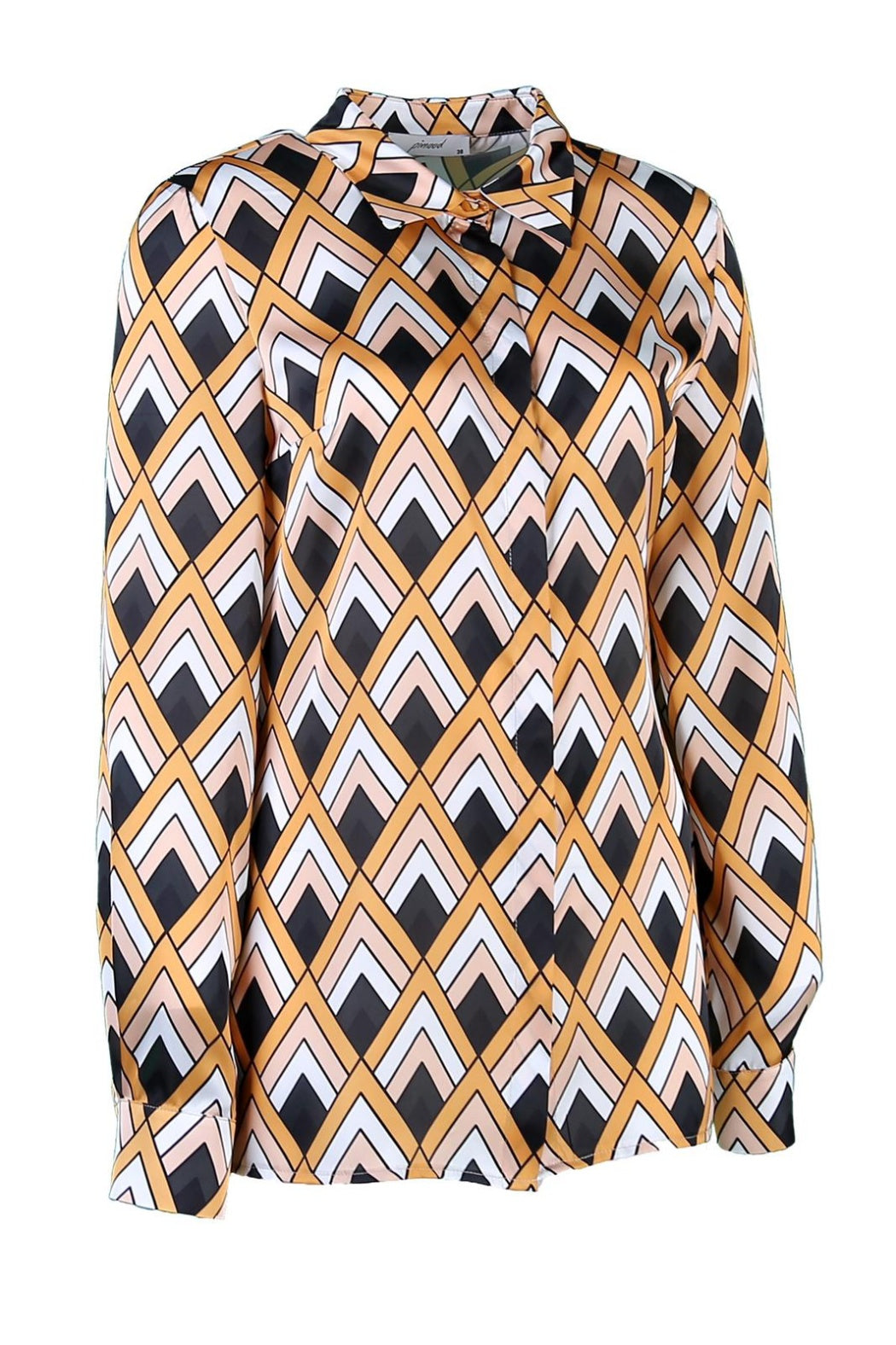 Eliza Retro Desenli Basic Model Saten Gömlek