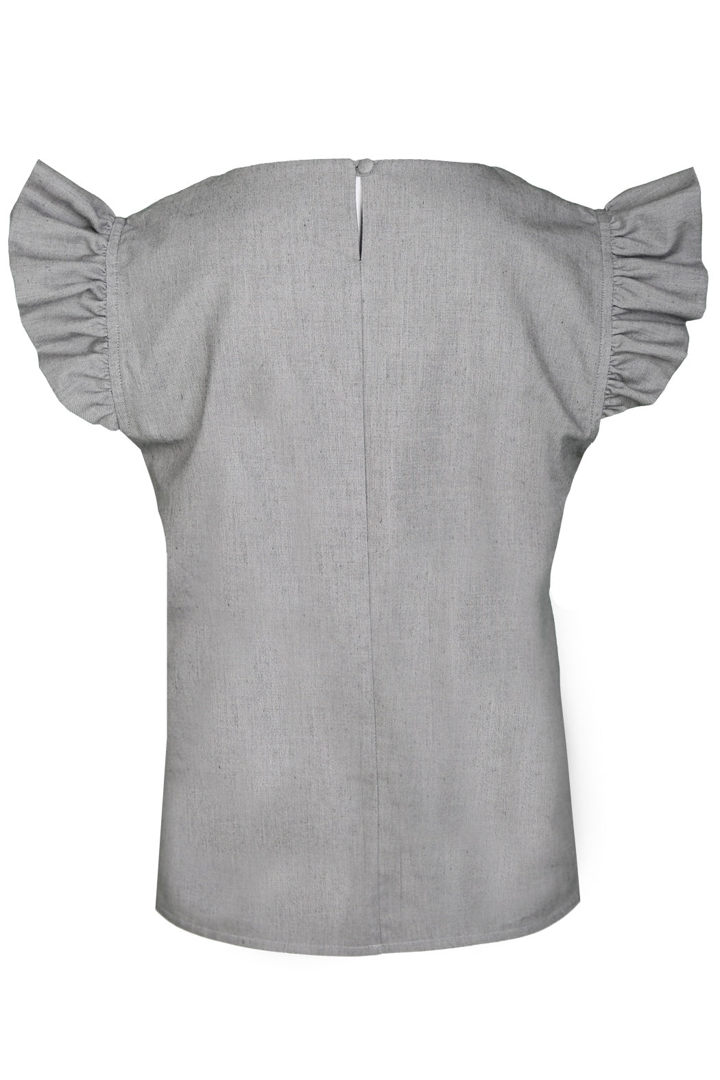 Lisa Gri V Yaka Fırfırlı Bluz