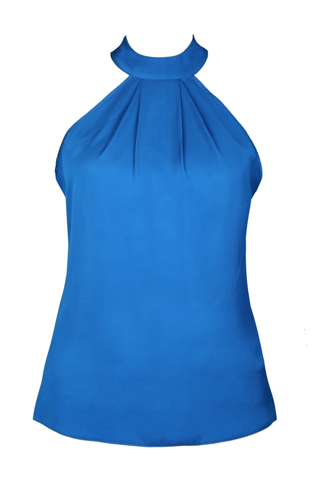 Mabelle Mavi Halter Yaka Kolsuz Viskon Bluz