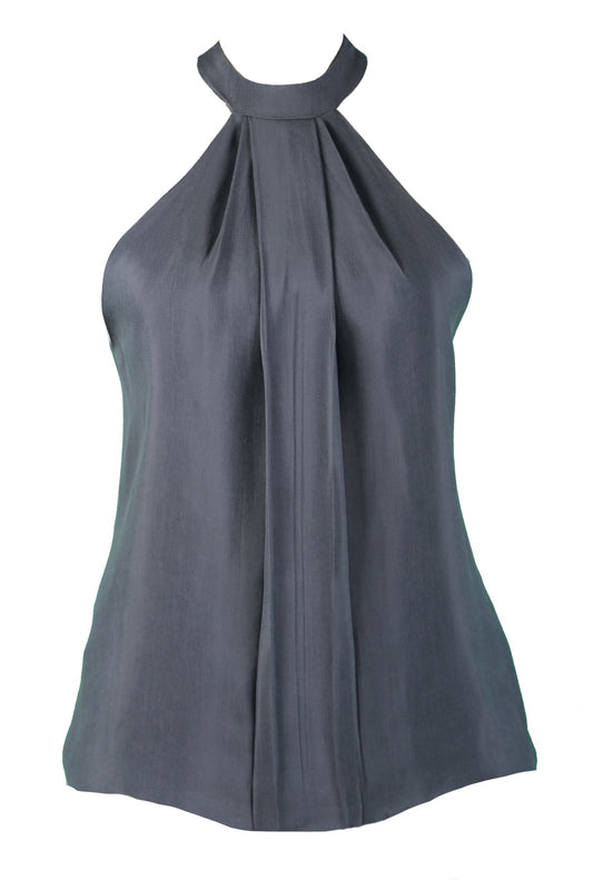 Mabelle Füme Halter Yaka Kolsuz Viskon Bluz