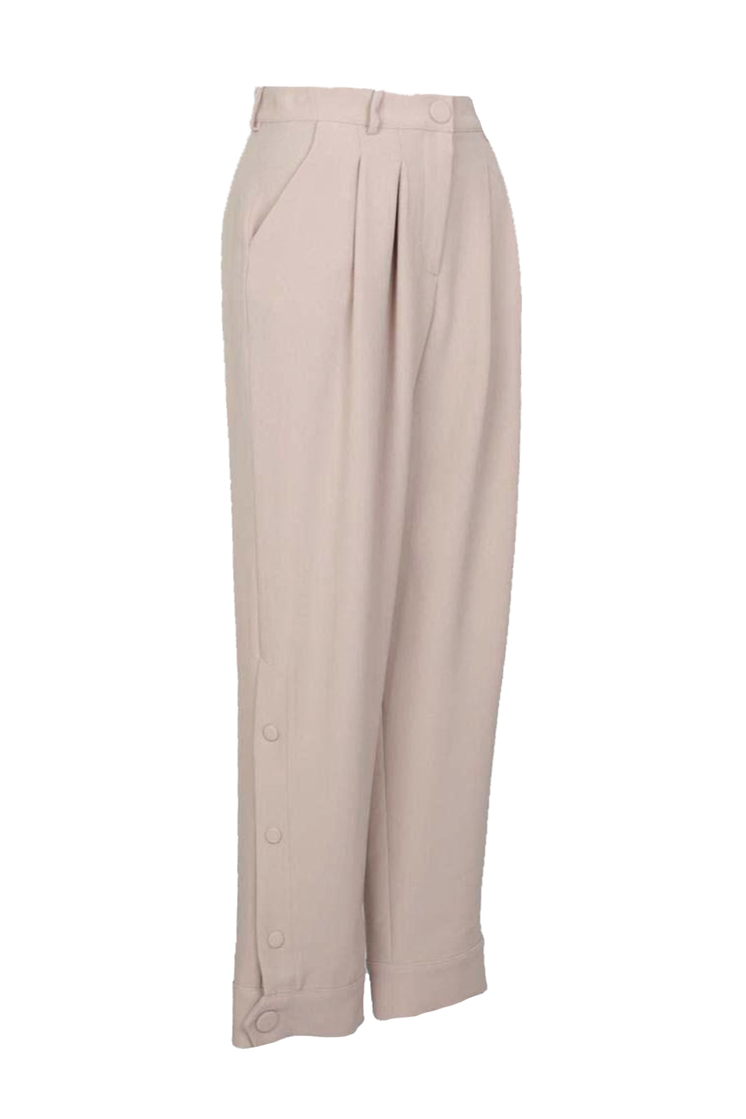 Marvel Bej Pileli Manşet Detaylı Krep Pantolon