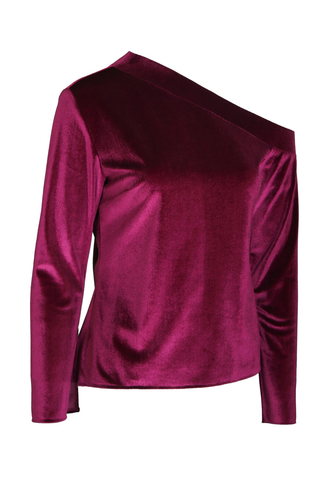 Niki Claret Red One-Shoulder Velvet Blouse