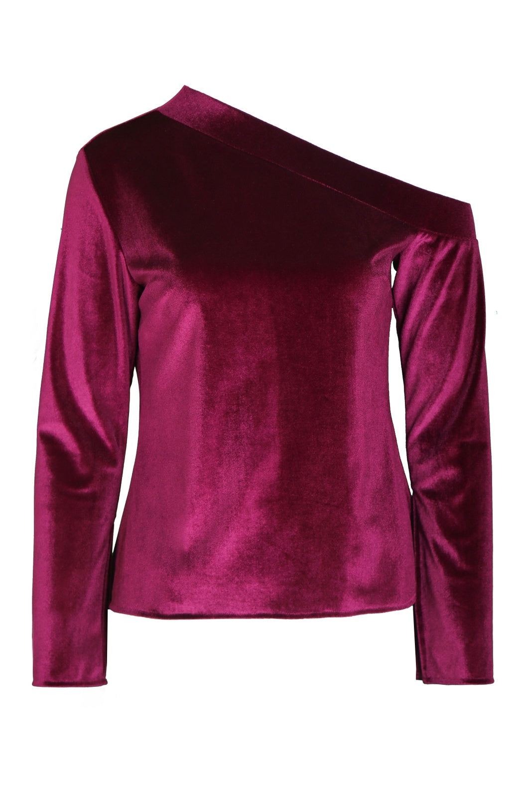 Niki Claret Red One-Shoulder Velvet Blouse
