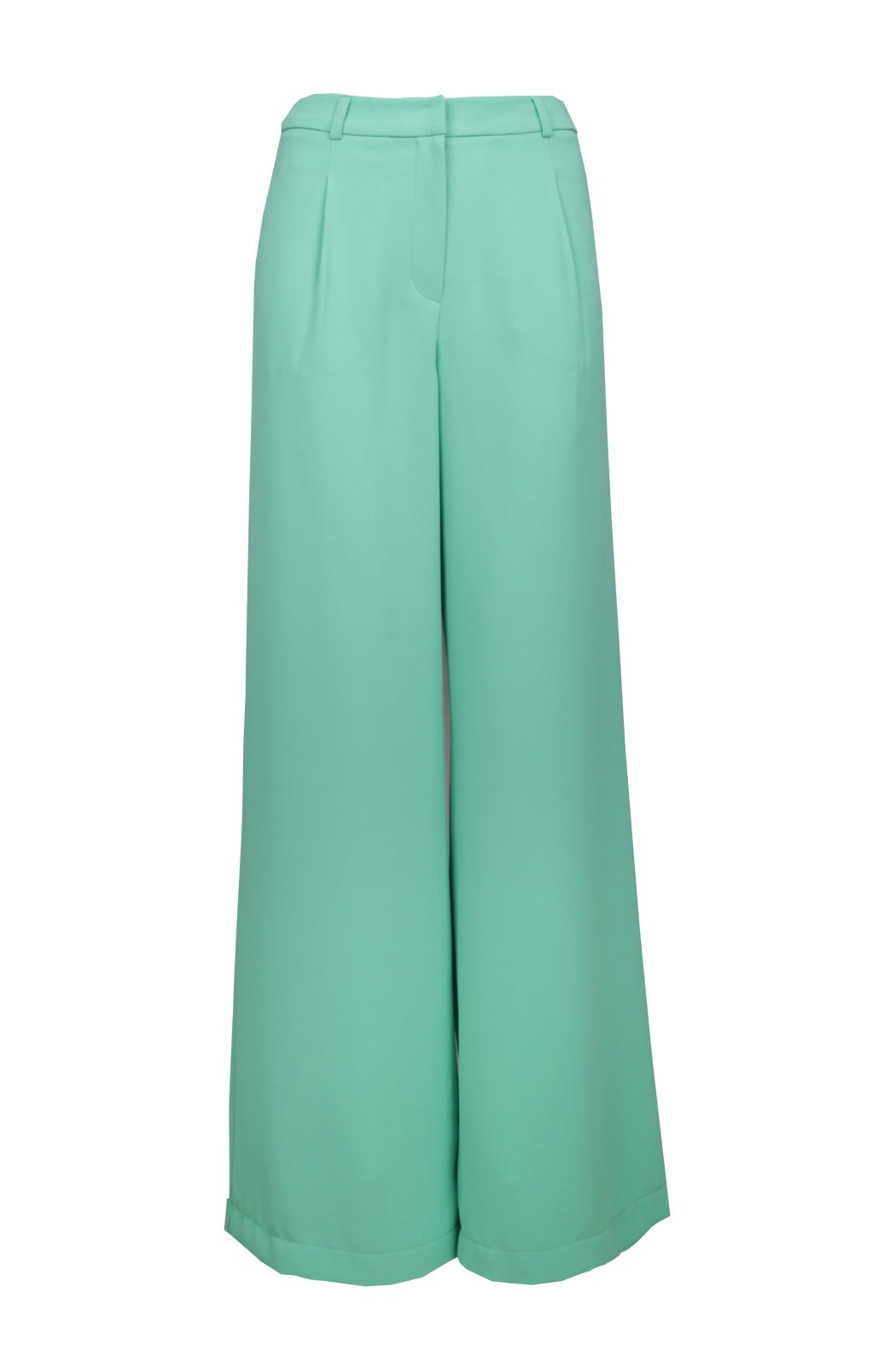 Niki Yeşil Yüksek Belli Bol Kesim Krep Pantolon