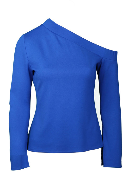 Niki Saks Mavi Tek Omuzlu Triko Bluz