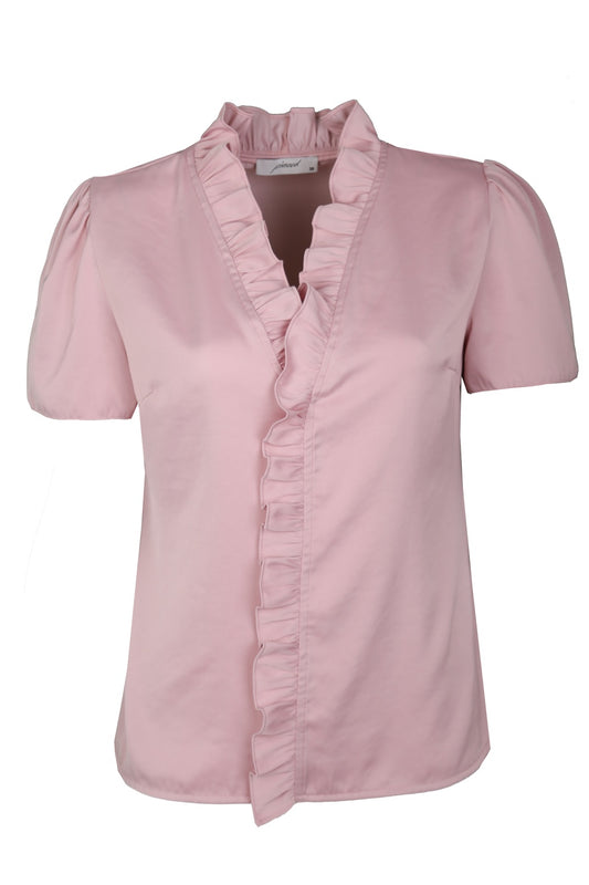 Pepper Pembe Fırfırlı Kısa Kollu Bluz