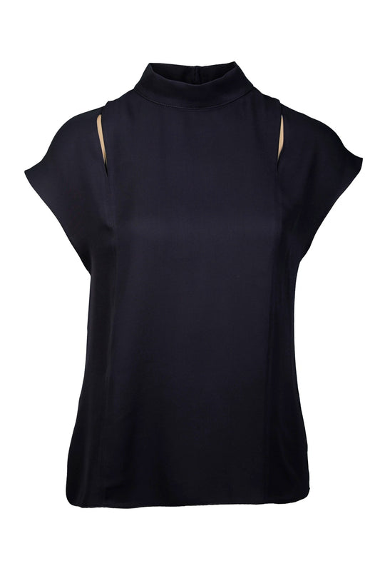 Tokyo Siyah Düşük Kollu Pencere Detaylı Bluz