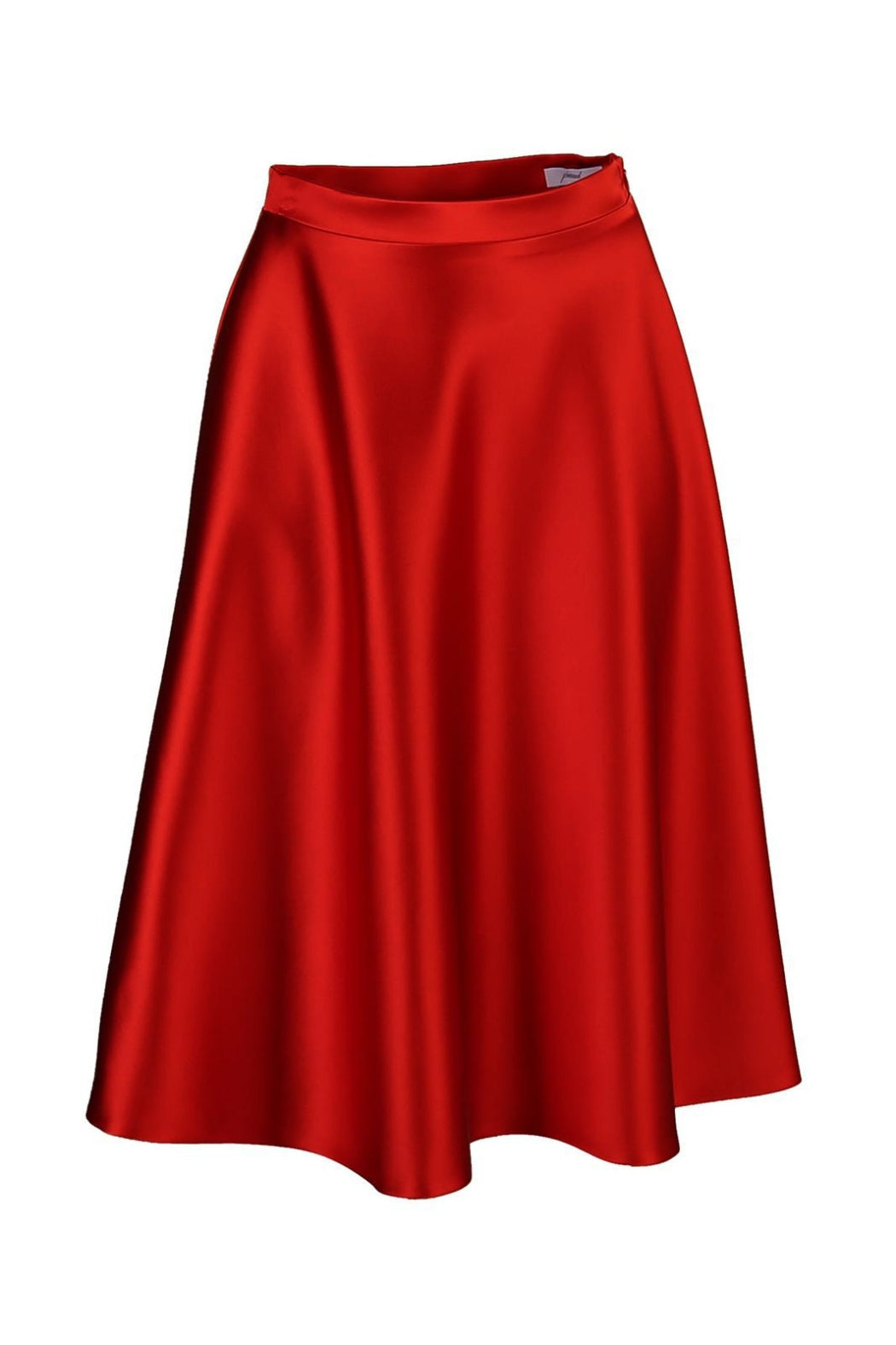 Vivienne Kırmızı Midi Boy Kloş Saten Etek