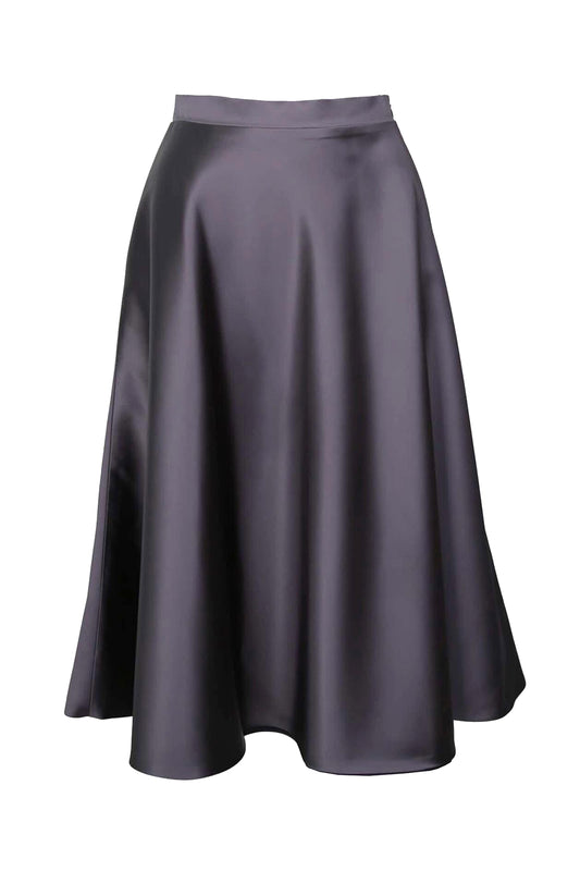 Vivienne Füme Midi Boy Kloş Saten Etek