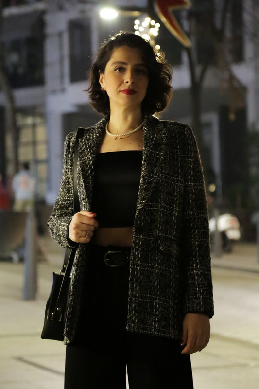 Wanda Siyah Beyaz Blazer Ceket
