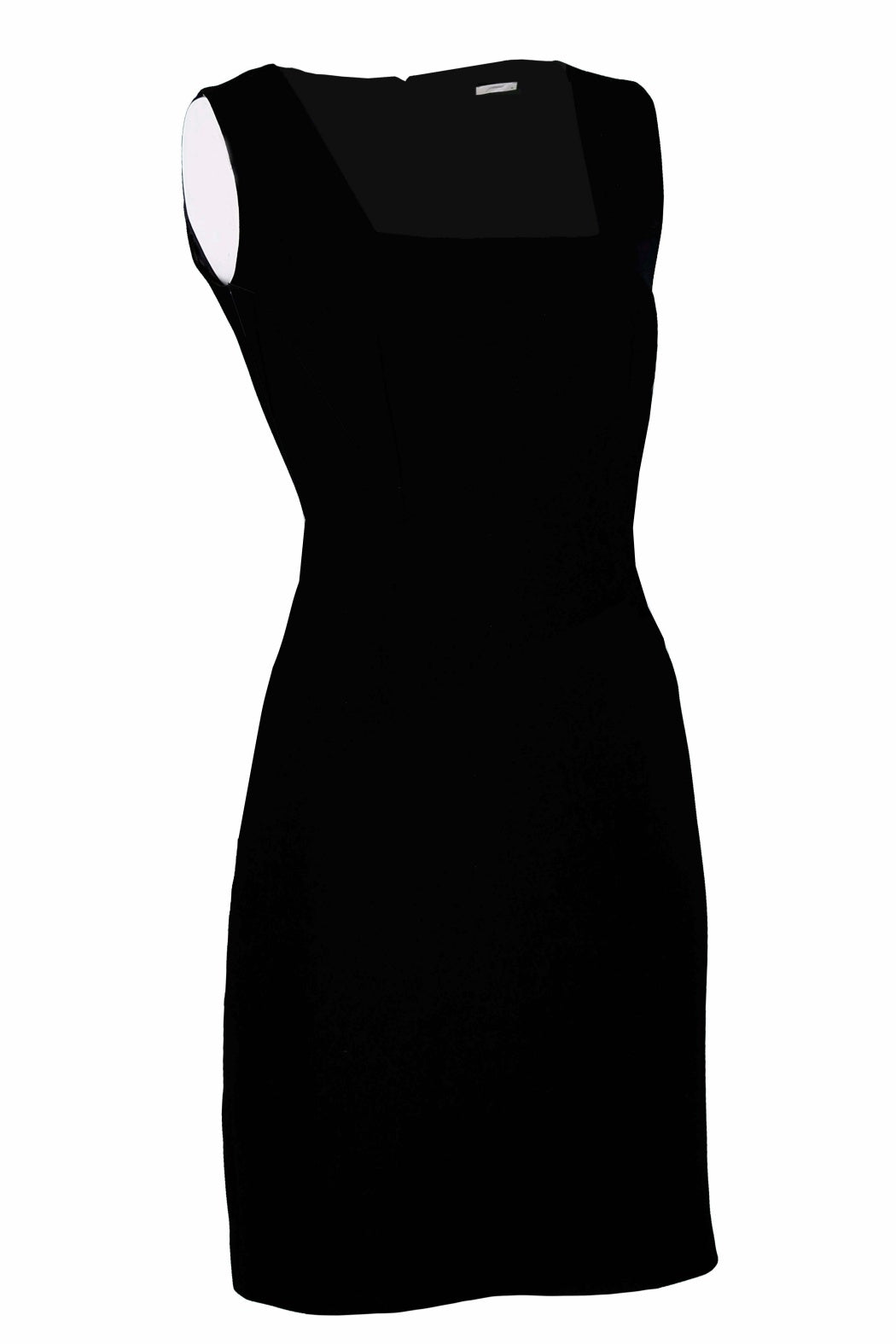 Belle Siyah Kare Yakalı Mini Krep Elbise