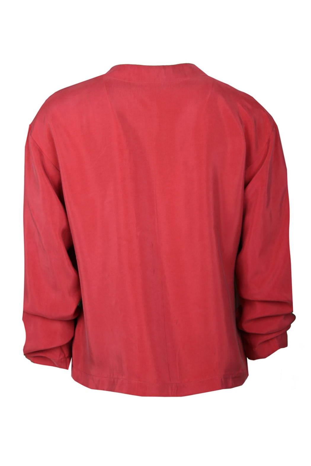 Bruce Dry Rose Collarless Stoned Silk Satin Shirt
