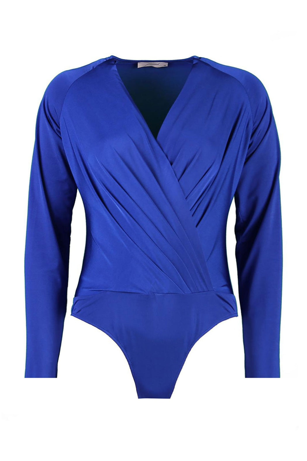 Carol Cobalt Blue Double Breasted Collar Long Sleeve Bodysuit