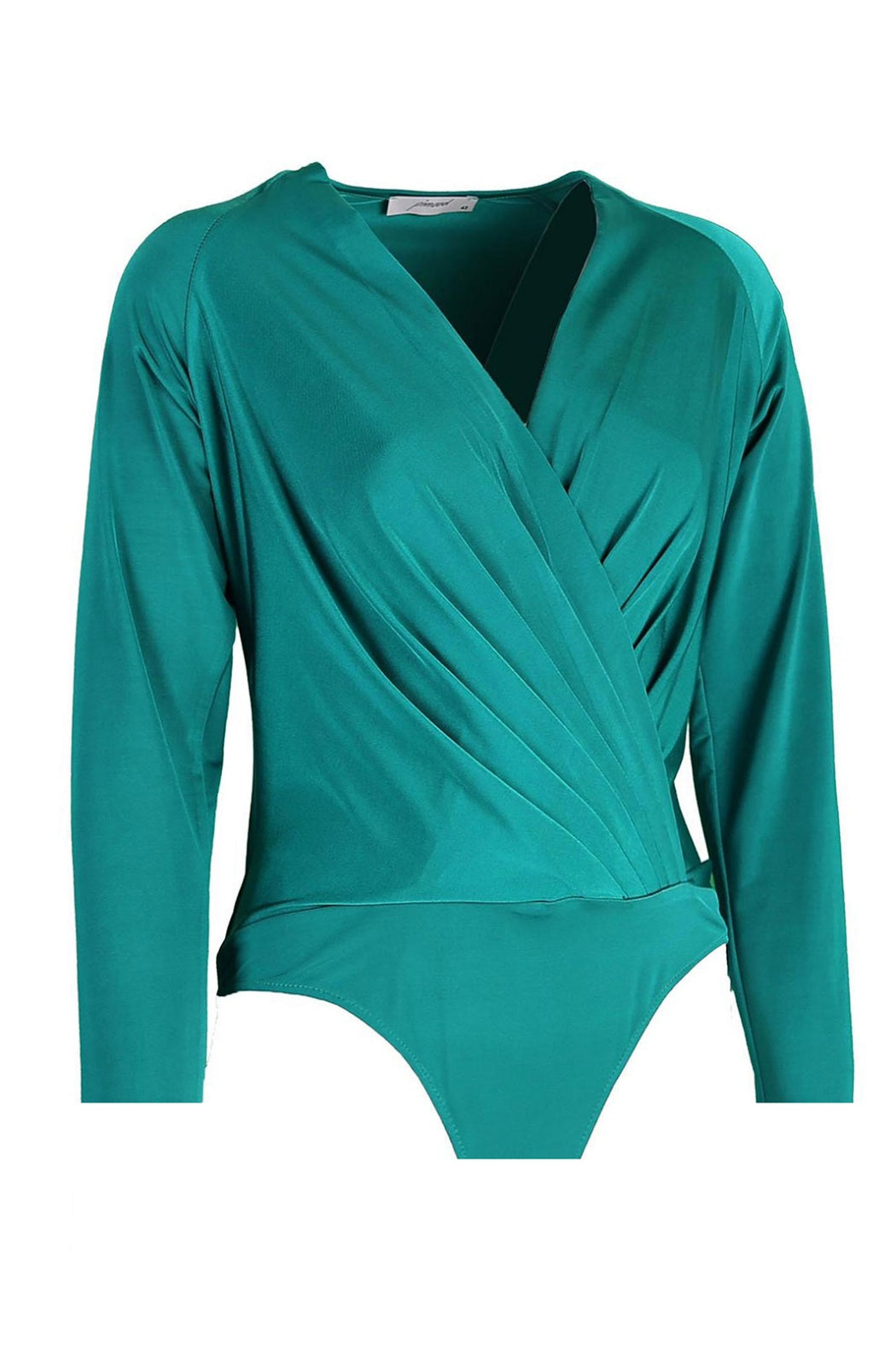 Carol Green Double Breasted Neck Long Sleeve Bodysuit