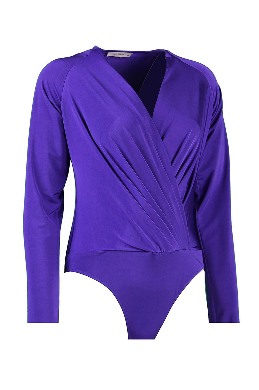 Carol Purple Double Breasted Neck Long Sleeve Bodysuit