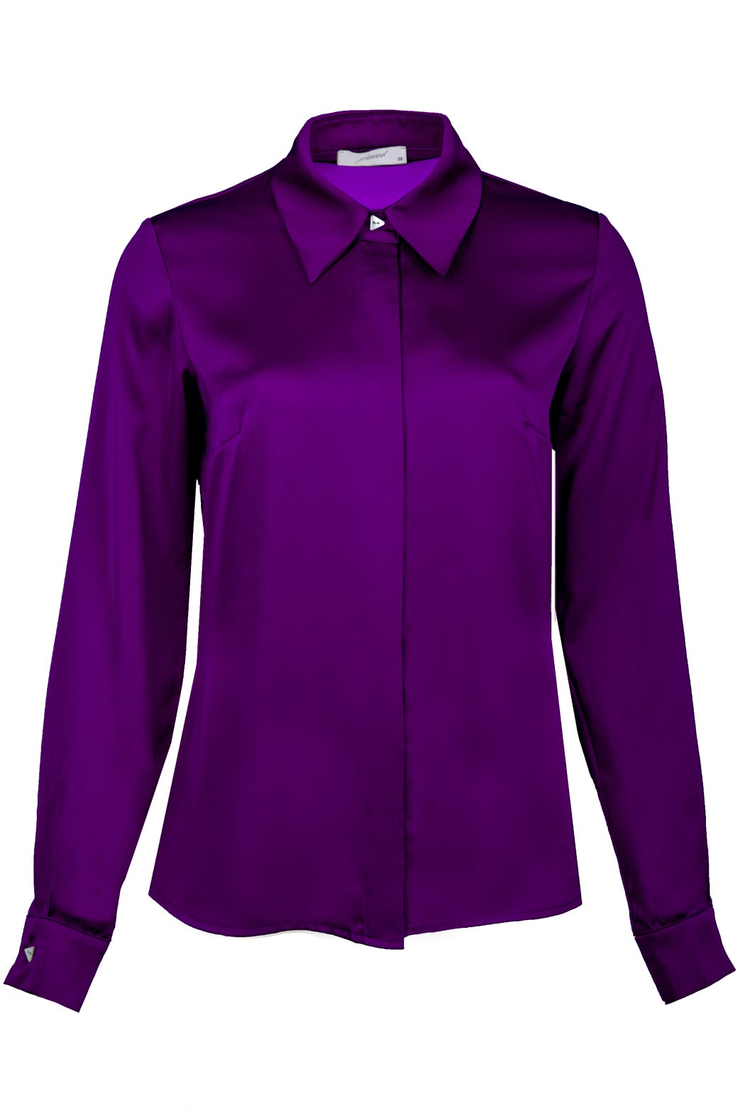 Eliza Purple Basic Model Silk Satin Women's Shirt