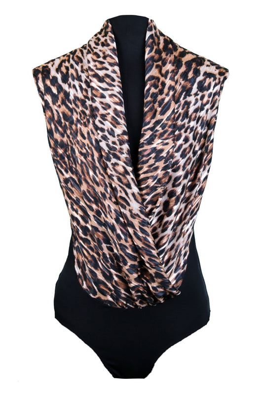 Estee Black Leopard Patterned Sleeveless Bodysuit