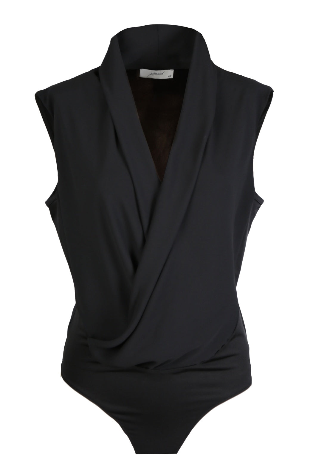 Estee Black Shawl Collar Sleeveless Bodysuit