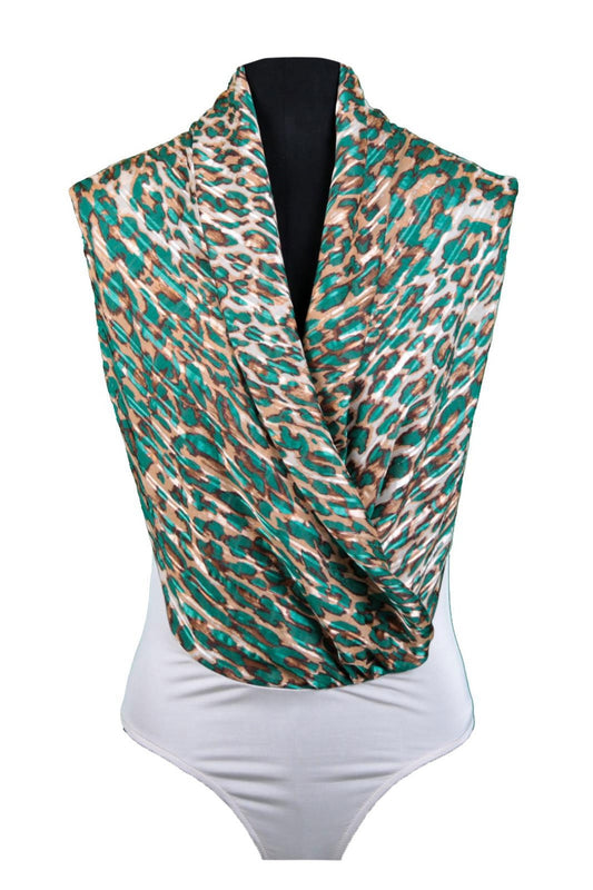 Estee Green Leopard Patterned Sleeveless Bodysuit
