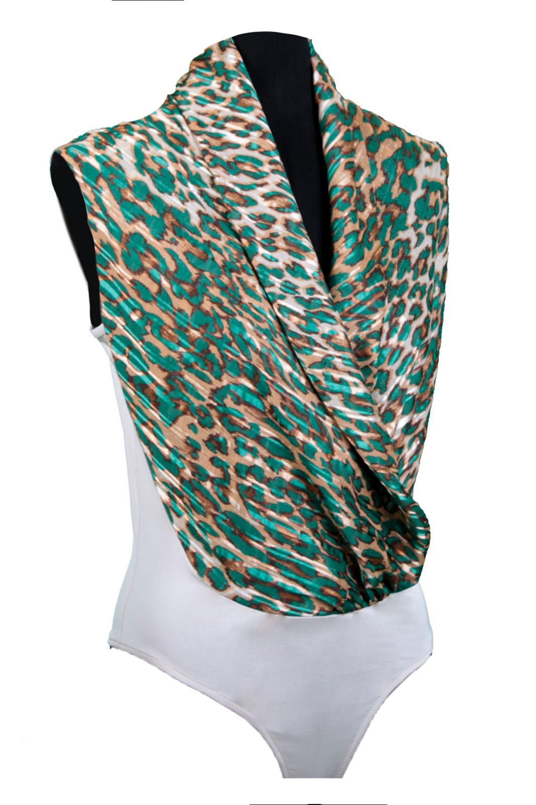 Estee Green Leopard Patterned Sleeveless Bodysuit