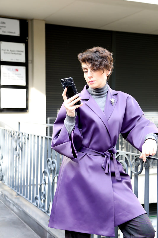 Kimono Model Mor Saten Manto