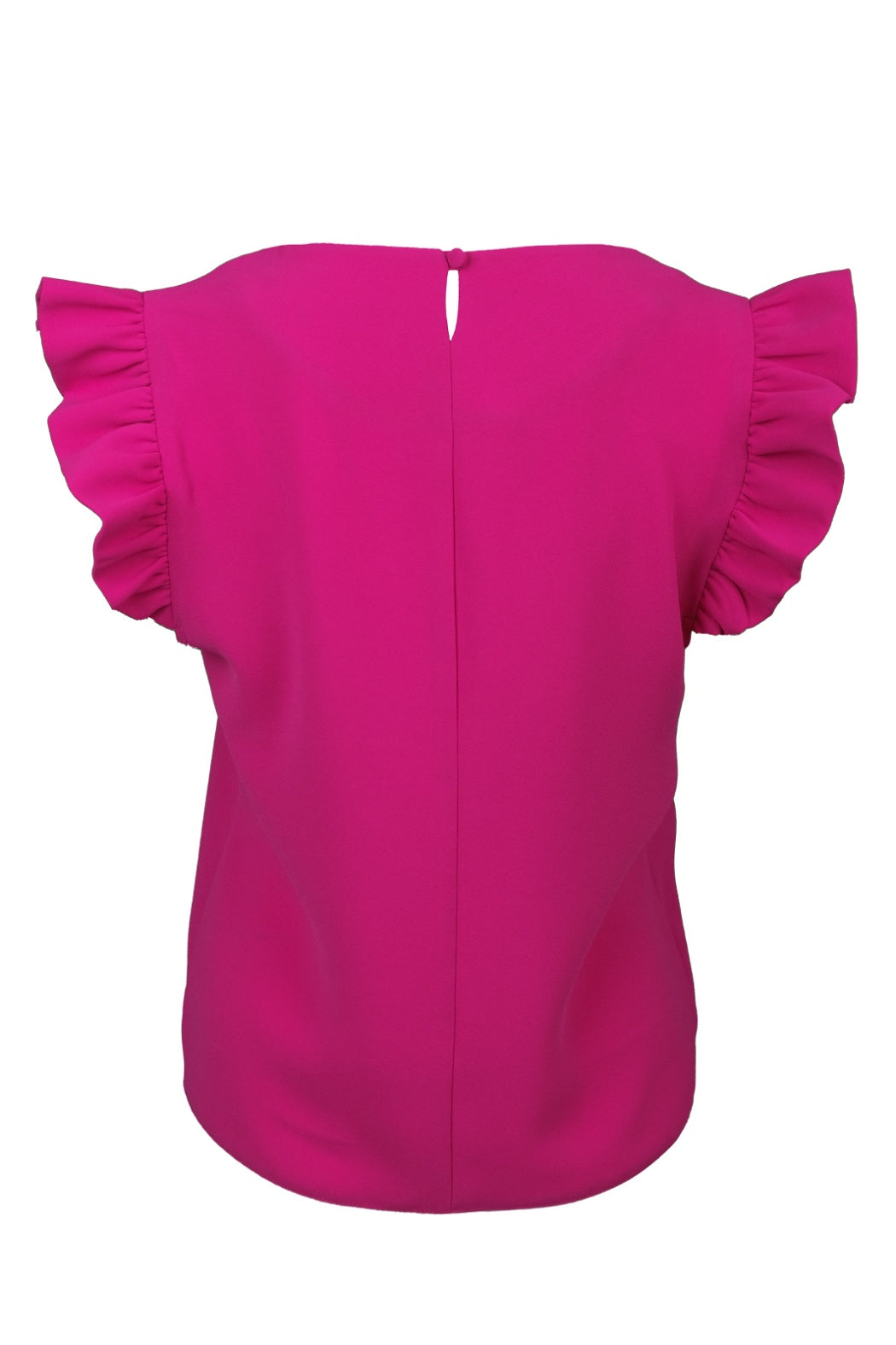 Lisa Dark Pink V-Neck Ruffle Shoulder Detailed Blouse
