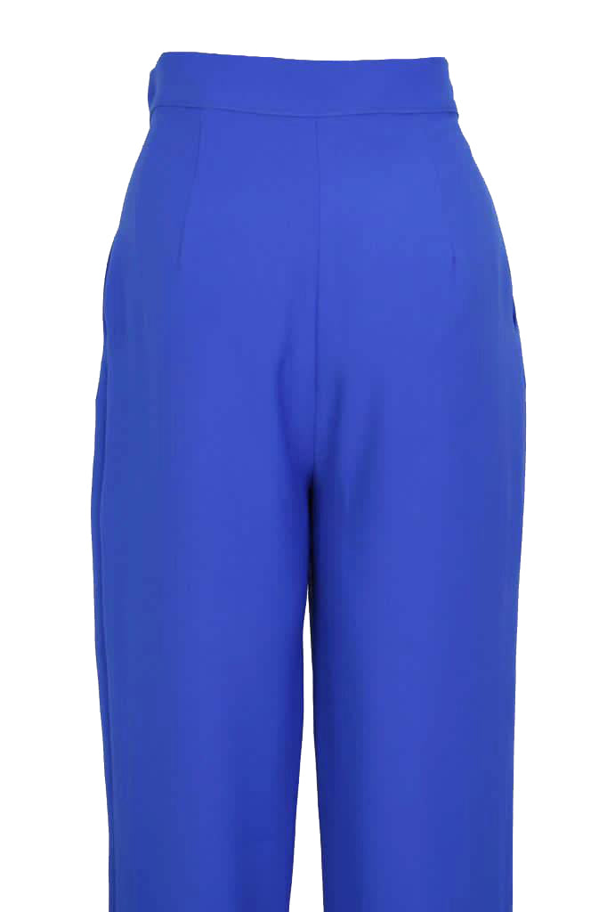 Marvel Kobalt Mavi Pileli Krep Kadın Pantolon