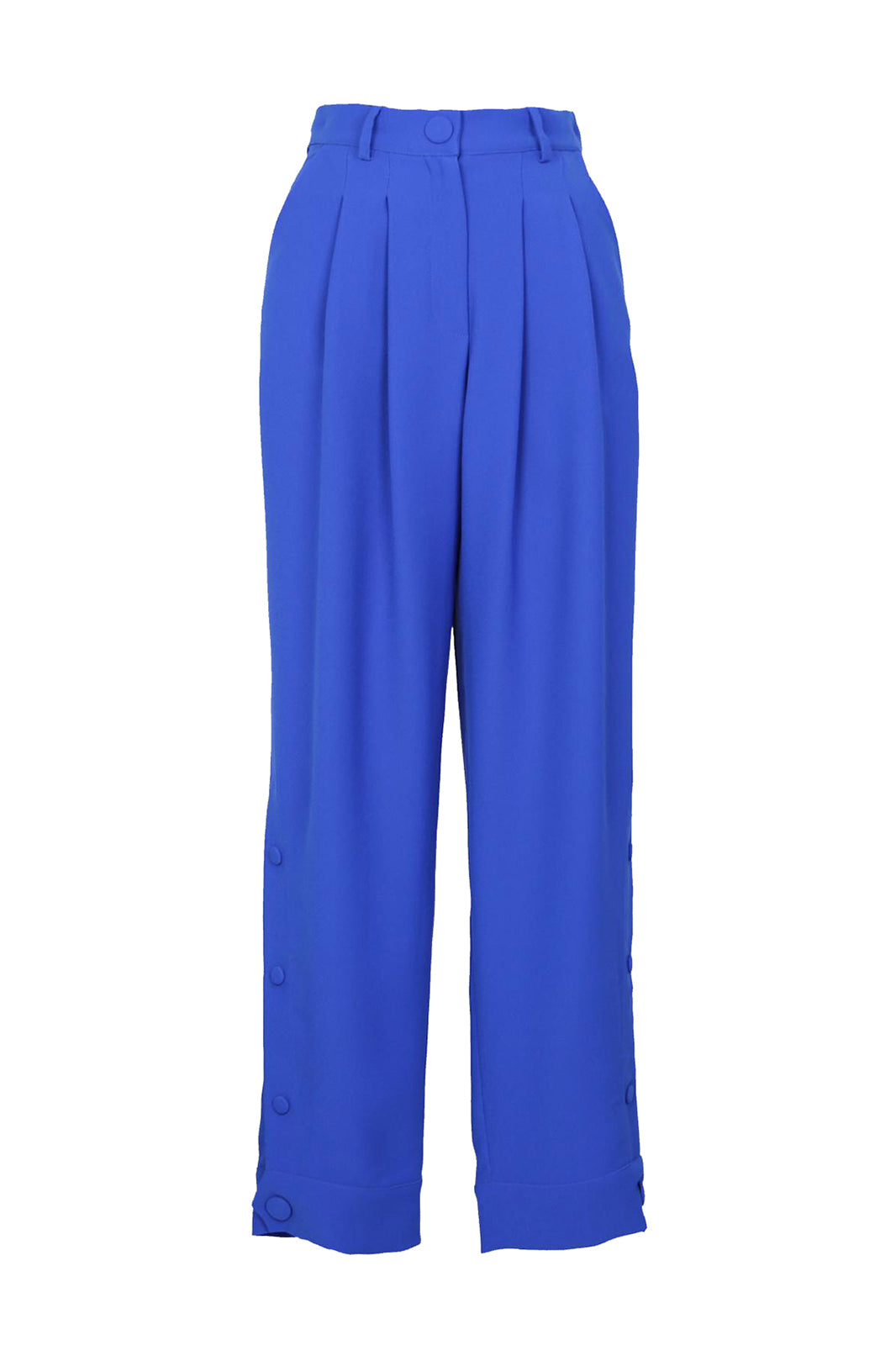 Marvel Cobalt Blue Pleated Cuff Detail Crepe Women's Pants